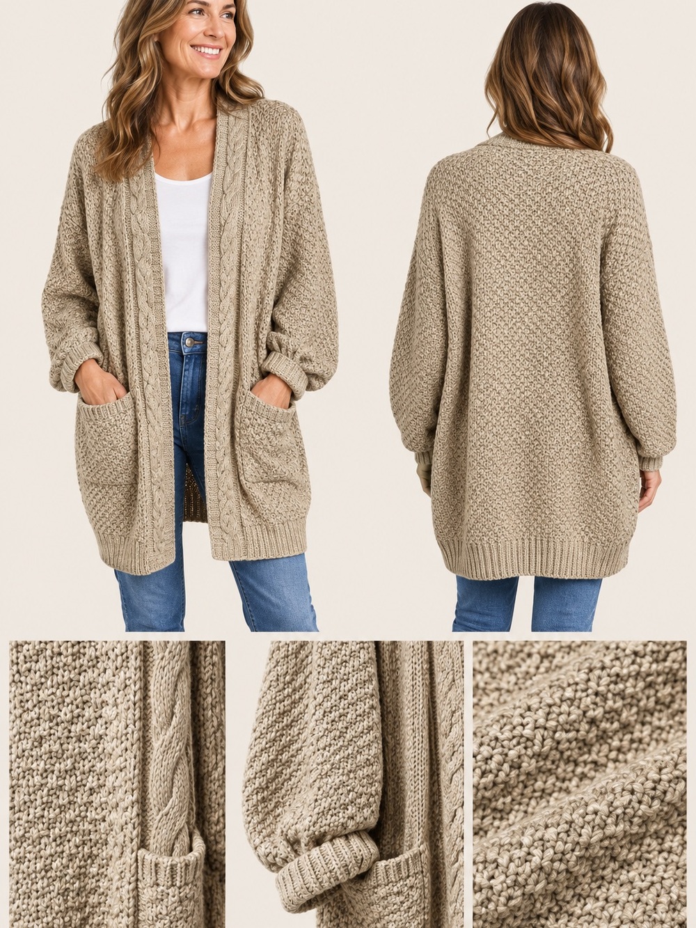 GRECERELLE Chunky Knit Long Cardigan — 2XL
